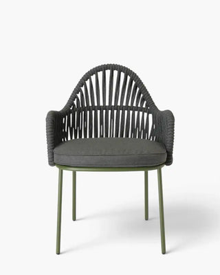 Scab Malvasia Riviera 2908 steel armchair with woven nautical rope backrest and upholstered seat cushion