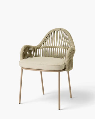 Scab Malvasia Riviera 2908 steel armchair with woven nautical rope backrest and upholstered seat cushion