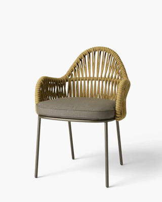 Scab Malvasia Riviera 2908 steel armchair with woven nautical rope backrest and upholstered seat cushion