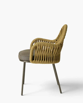 Scab Malvasia Riviera 2908 steel armchair with woven nautical rope backrest and upholstered seat cushion