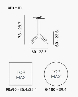 Scab Maxi Nemo Fixed 5020 table base with four technopolymer legs and aluminium column