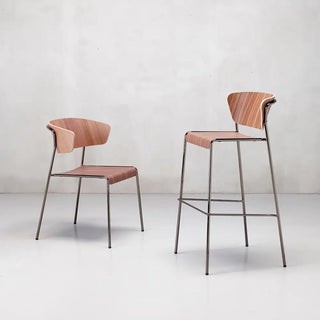 Scab Lisa Wood 2854 stool with wooden shell and steel legs