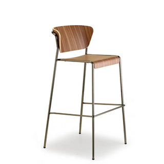 Scab Lisa Wood 2854 stool with wooden shell and steel legs