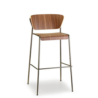 Scab Lisa Wood 2854 stool with wooden shell and steel legs