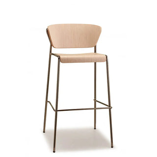Scab Lisa Wood 2854 stool with wooden shell and steel legs