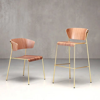 Scab Lisa Wood 2854 stool with wooden shell and steel legs