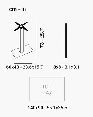 Scab Tiffany 5080 cast iron table base with rectangular base 60x40 cm - 23.62x15.75 in