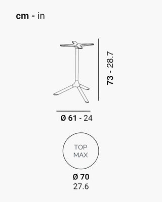 Scab Tripé Fixed 5002 three-star steel table base with steel top