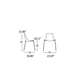 Scab Zebra 2273 Antishock chair with polycarbonate shell and steel legs