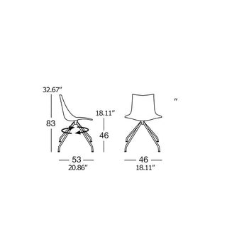 Scab Zebra Bicolour 2611 chair with polymer shell and steel revolving trestle base