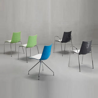 Scab Zebra Bicolour 2611 chair with polymer shell and steel revolving trestle base