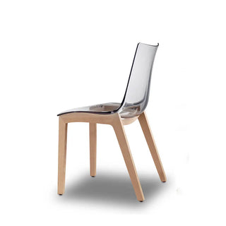 Scab Natural Zebra Antishock 2805 chair with polycarbonate shell and wooden legs