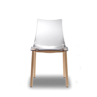 Scab Natural Zebra Antishock 2805 chair with polycarbonate shell and wooden legs