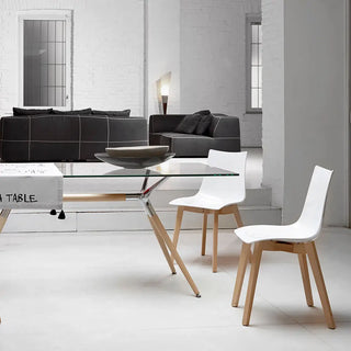Scab Natural Zebra Antishock 2805 chair with polycarbonate shell and wooden legs