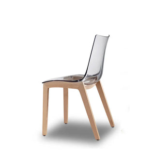 Scab Natural Zebra Antishock 2805 chair with polycarbonate shell and wooden legs