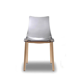 Scab Natural Zebra Antishock 2805 chair with polycarbonate shell and wooden legs