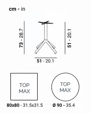 Scab Nemo Fixed 5060 four-leg table base in die-cast aluminium