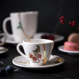 Seletti Kintsugi coffee cup-saucer in porcelain/24 carat gold - Buy now on ShopDecor - Discover the best products by SELETTI design