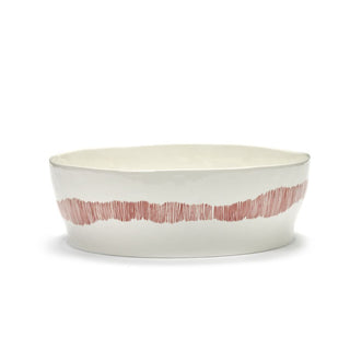 Serax Feast bowl diam. 28.5 cm. white swirl - stripes red