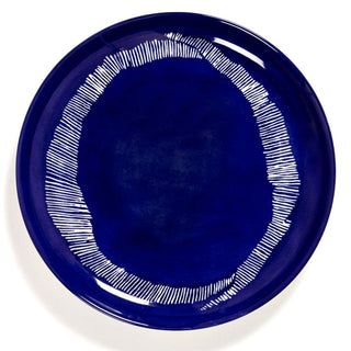 Serax Feast dinner plate diam. 22.5 cm. lapis lazuli swirl - stripes white