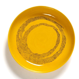 Serax Feast soup plate diam. 22 cm. sunny yellow swirl - dots black