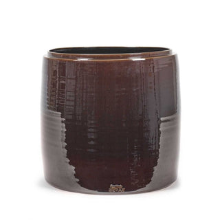 Serax Glazed Shades large round flower pot brown