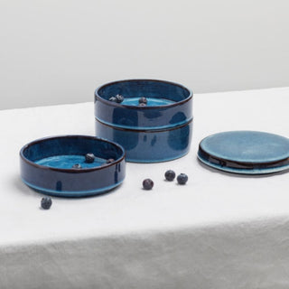 Serax Pure set 3 bowl stackable dark blue glazed diam. 14 cm. - 5.51 in. - Buy now on ShopDecor - Discover the best products by SERAX design