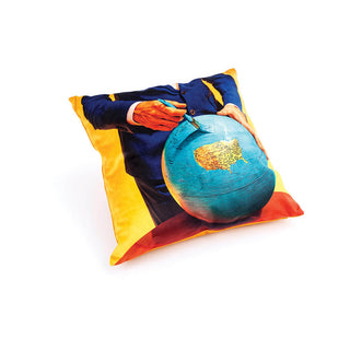 Seletti Toiletpaper cushion with plume padding 50x50 cm - 19.69x19.69 in Globe - Buy now on ShopDecor - Discover the best products by TOILETPAPER HOME design