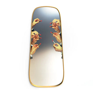 Seletti Toiletpaper big mirror gold frame h. 140 cm - 55.12 in. Lipsticks - Buy now on ShopDecor - Discover the best products by TOILETPAPER HOME design