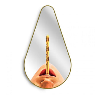 Seletti Toiletpaper mirror gold frame pear Drill and Mouth - Buy now on ShopDecor - Discover the best products by TOILETPAPER HOME design