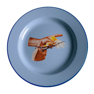 Seletti Toiletpaper enamel dinner plate Bird and Scissors - Buy now on ShopDecor - Discover the best products by TOILETPAPER HOME design