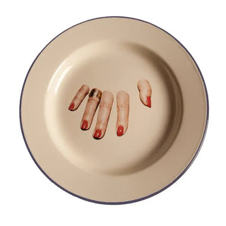 Seletti Toiletpaper enamel dinner plate Fingers - Buy now on ShopDecor - Discover the best products by TOILETPAPER HOME design