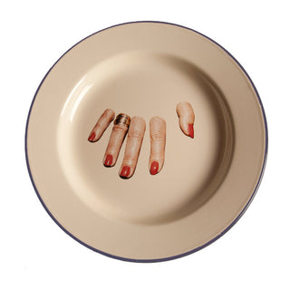 Seletti Toiletpaper enamel dinner plate Fingers - Buy now on ShopDecor - Discover the best products by TOILETPAPER HOME design