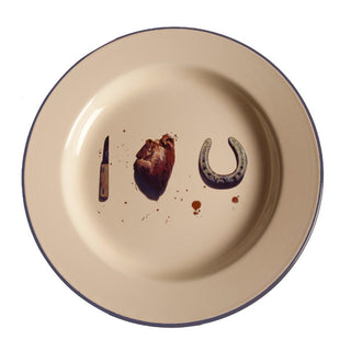 Seletti Toiletpaper enamel dinner plate I Love You - Buy now on ShopDecor - Discover the best products by TOILETPAPER HOME design
