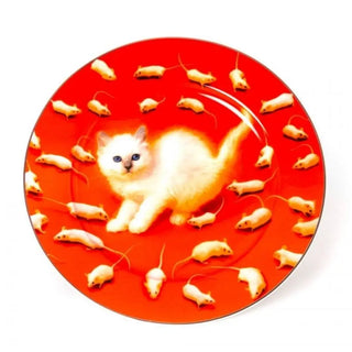 Seletti Toiletpaper porcelain dinner plate with gold border Kitten - Buy now on ShopDecor - Discover the best products by TOILETPAPER HOME design