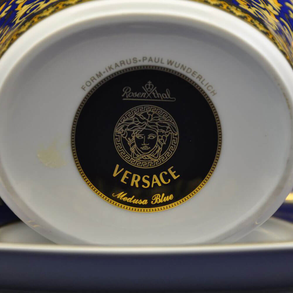 Plate Porcelain Versace Medusa Blue