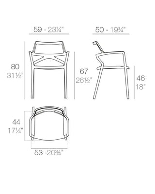 Vondom Delta chair with armrests in polypropylene