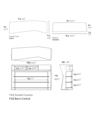 Vondom Faz Bar counter LED central element in Ice White 2101 polyethylene