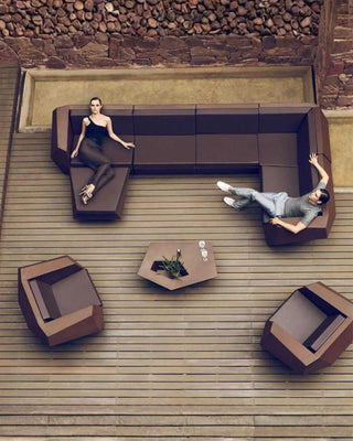 Vondom Faz sofa 90° corner module in polyethylene with upholstered cushions