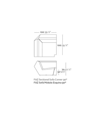 Vondom Faz sofa 90° corner module in polyethylene with upholstered cushions