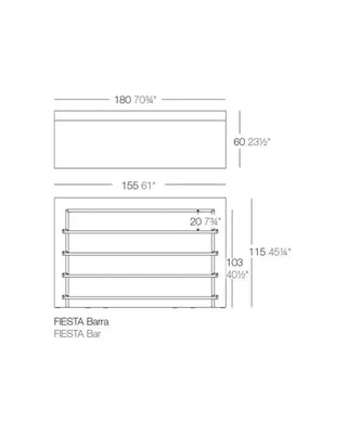 Vondom Fiesta bar counter 180 cm in polyethylene