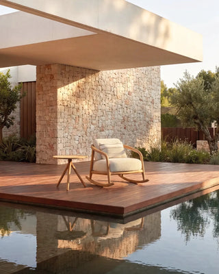 Vondom Fusta upholstered rocking lounge chair in teak wood