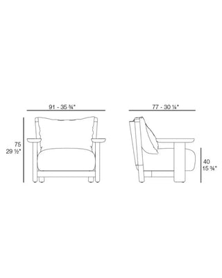 Vondom Milos Wood lounge chair upholstered with Iroko frame