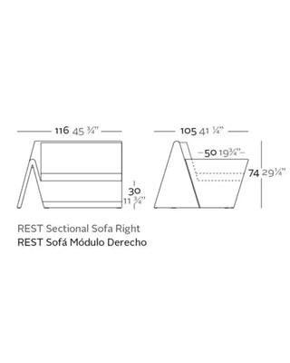 Vondom Rest sofa left/right module in polyethylene