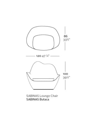 Vondom Sabinas lounge chair in polyethylene with upholstered cushion