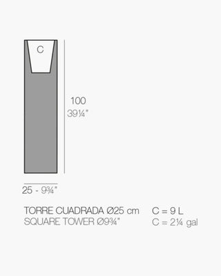 Vondom Cubo Torre Cuadrada Planter vase in polyethylene