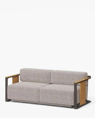 Vondom Tulum upholstered sofa with powder-coated aluminium frame and teak armrests