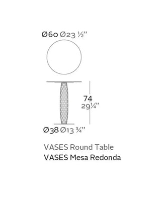Vondom Vases table with stainless steel base and round top HPL
