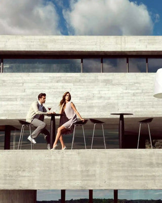 Vondom Vases table with stainless steel base and square top HPL
