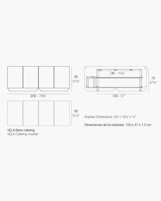 Vondom Vela catering bar counter in polyethylene